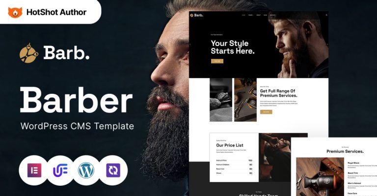 Barb - Kuaför Dükkanı Modern WordPress Elementor Teması