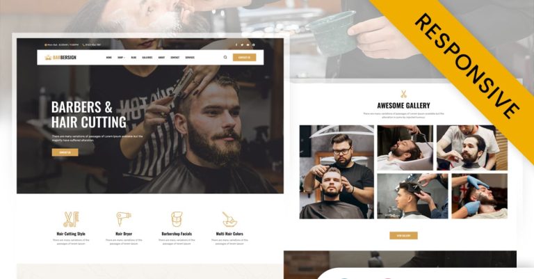 Barber Bayrağı - Berber, Kuaför ve Dövme Salonu Elementor WordPress Duyarlı Teması