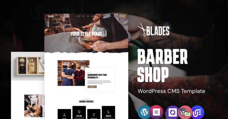 Blades - Kuaför ve Berber Dükkanı WordPress Elementor Teması