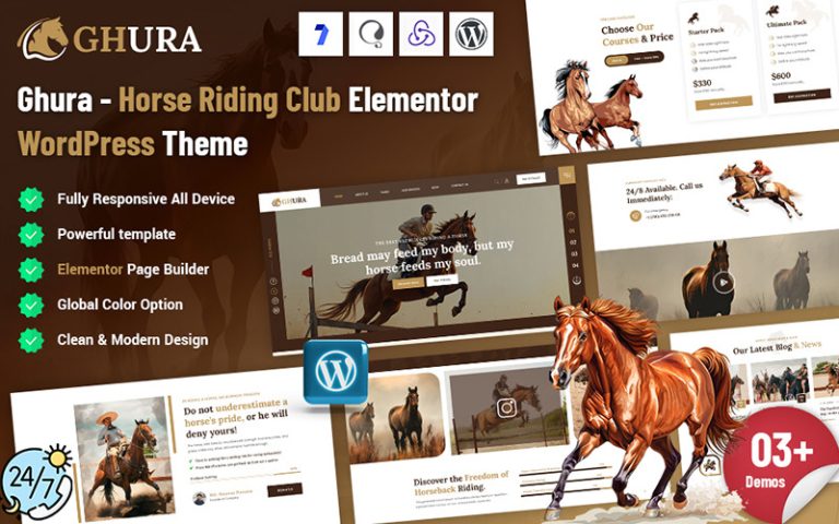 Ghura - At Binicilik Kulübü Elementor WordPress Teması