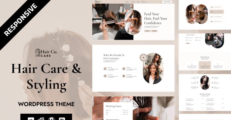 Hair Co. - Modern Kuaför ve Saç Salonu WordPress Elementor Teması