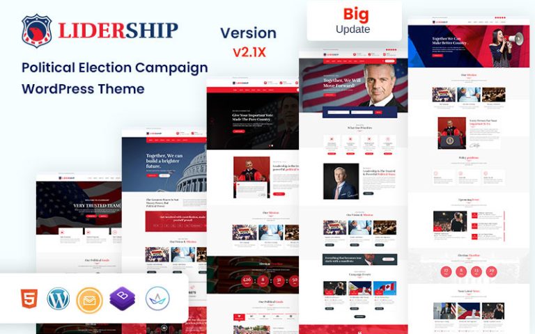 Lidership - Siyasi, Seçim Kampanyası ve Parti Adayı WordPress Teması