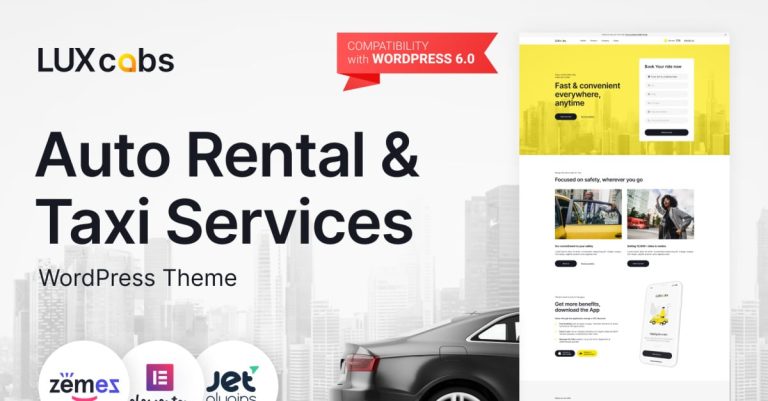 LuxCabs - Araç Kiralama ve Taksi Hizmetleri WordPress Teması