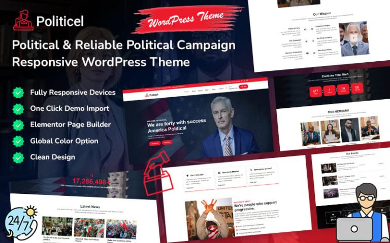"Politicel - Siyasi ve Güvenilir Siyasi Kampanya Duyarlı WordPress Teması"