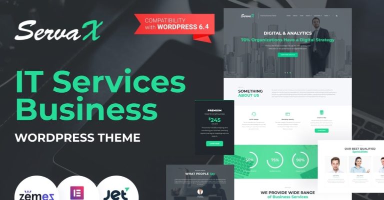 ServaX - IT Hizmetleri İşletme WordPress Elementor Teması